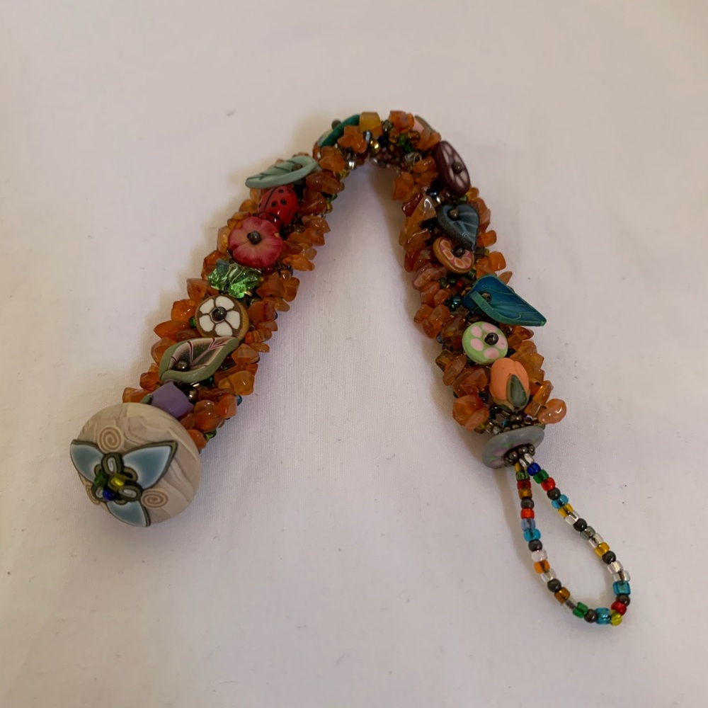 Artist designed beaded floral bracelet